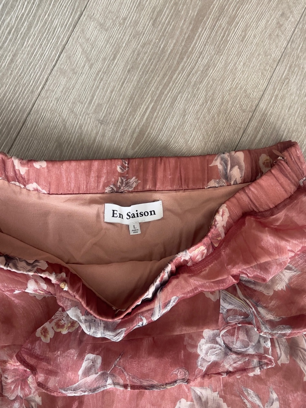 En Saison Dusty Rose Floral Tiered Ruffle Midi Skirt - Picture 4 of 8
